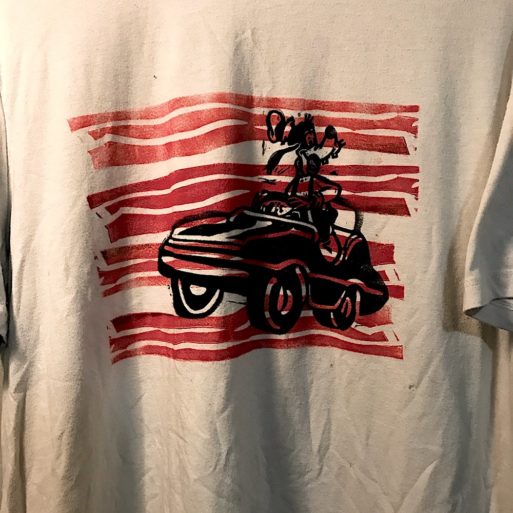 WDW DISNEY GOOFY mickey mouse LARGE WHITE TEE CUSTOM PRINT RED BLACK HOWDY